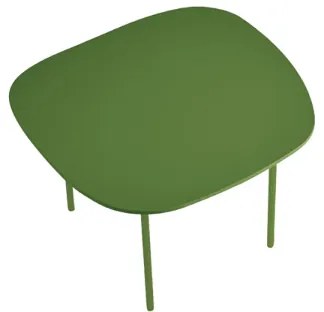 Tavolino con piano sagomato in legno Verde e base in metallo - FLUX Small