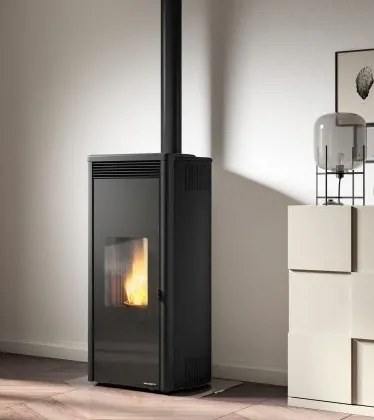 Stufa A Pellet Ecofire ad Aria con uscita fumi superiore in acciaio Nero Palazzetti Isabel 9 US PRO 2