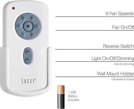 Lucci Air 21052TRS - Telecomando per ventilatori CLIMATE, RADAR, FRASER, 1x batteria 23A