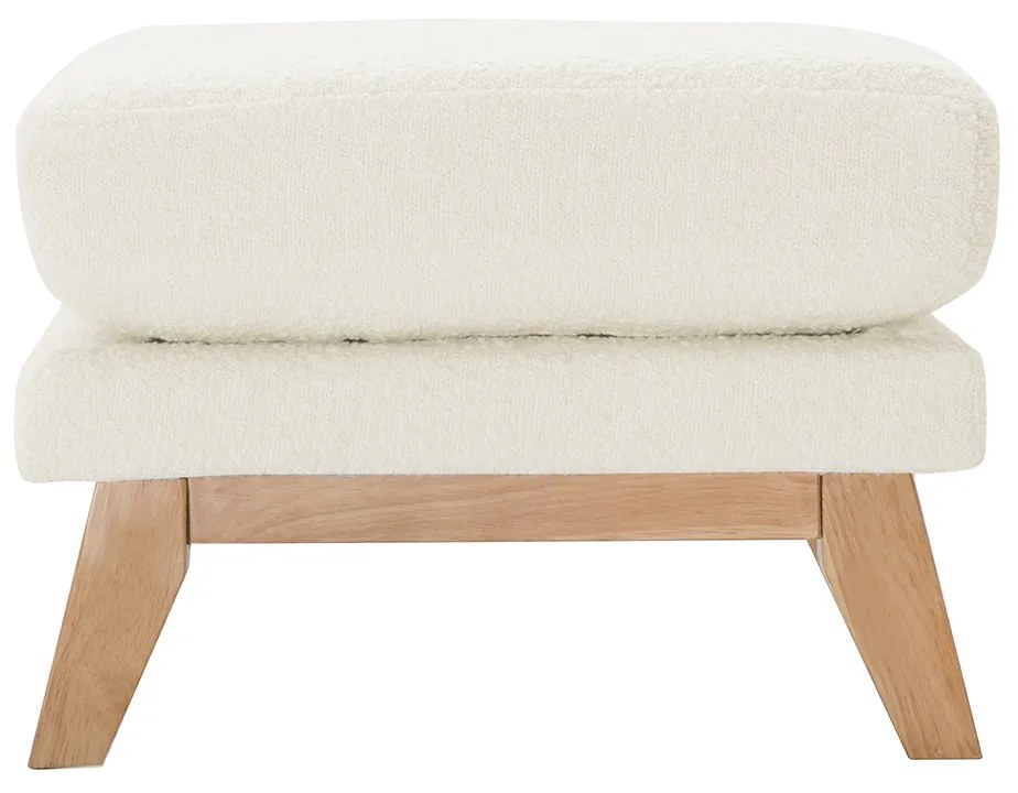 Pouf poggiapiedi scandinavo sfoderabile bianco effetto lana bouclé OSLO