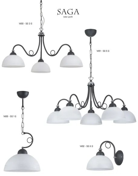 Jupiter 1491 - Lampadario a sospensione con catena SAGA 5xE27/60W/230V