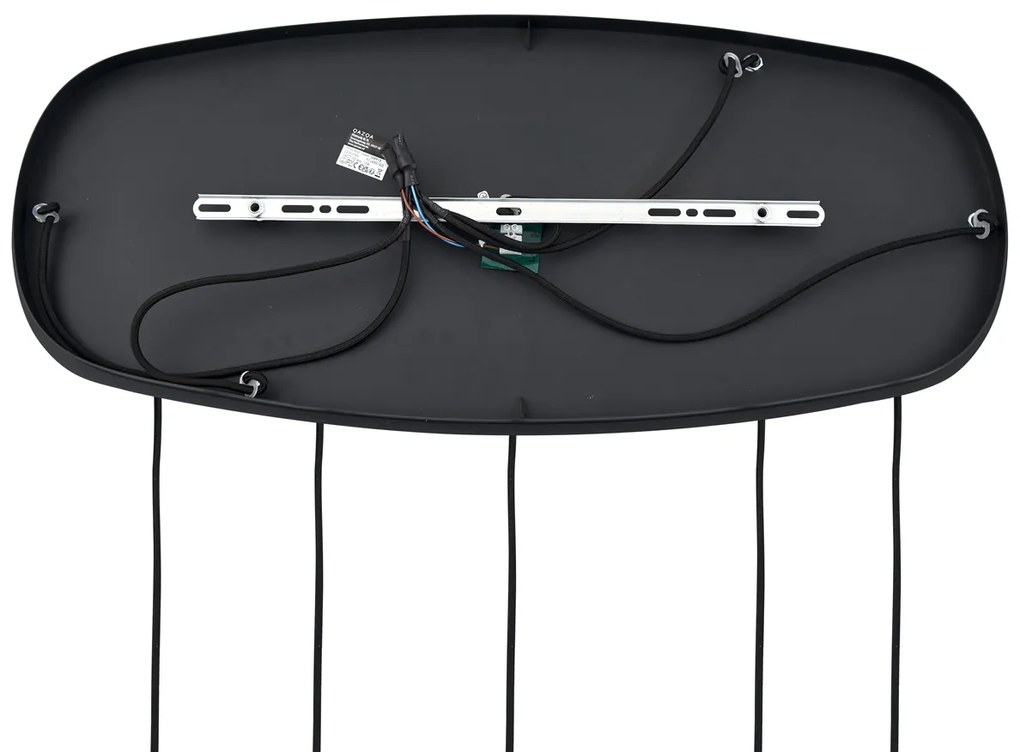 Lampada a sospensione moderna nera con vetro fumé 5 luci - Sheena