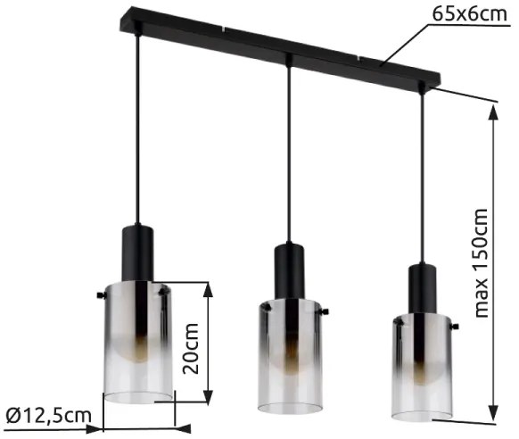 Globo 15907-3H - Lampadario a sospensione con filo FLORENTINA 3xE27/40W/230V nero