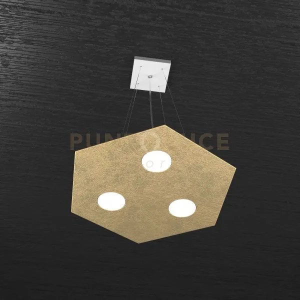 Exagon sospensione 3 luci foglia oro 1142-sp-fo