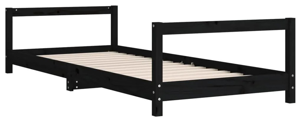 Giroletto per bambini nero 90x200 cm in legno massello di pino