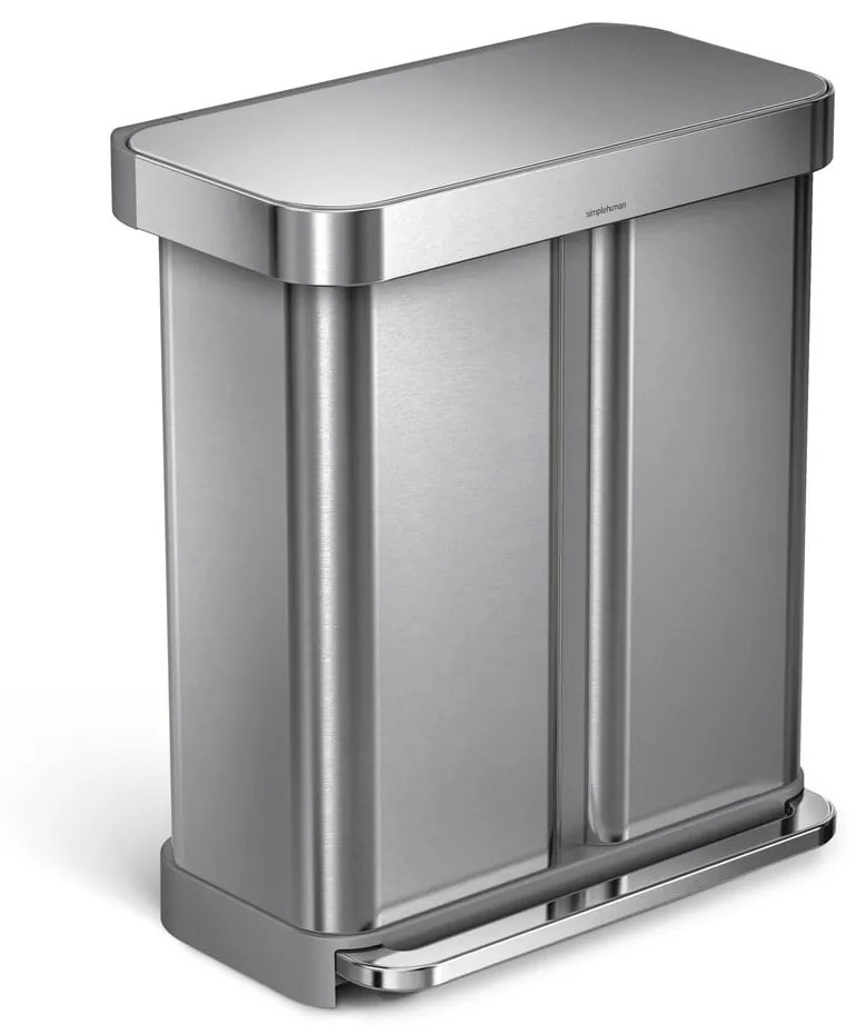 Bidone a pedale in acciaio inox per rifiuti differenziati 58 l Dual - simplehuman