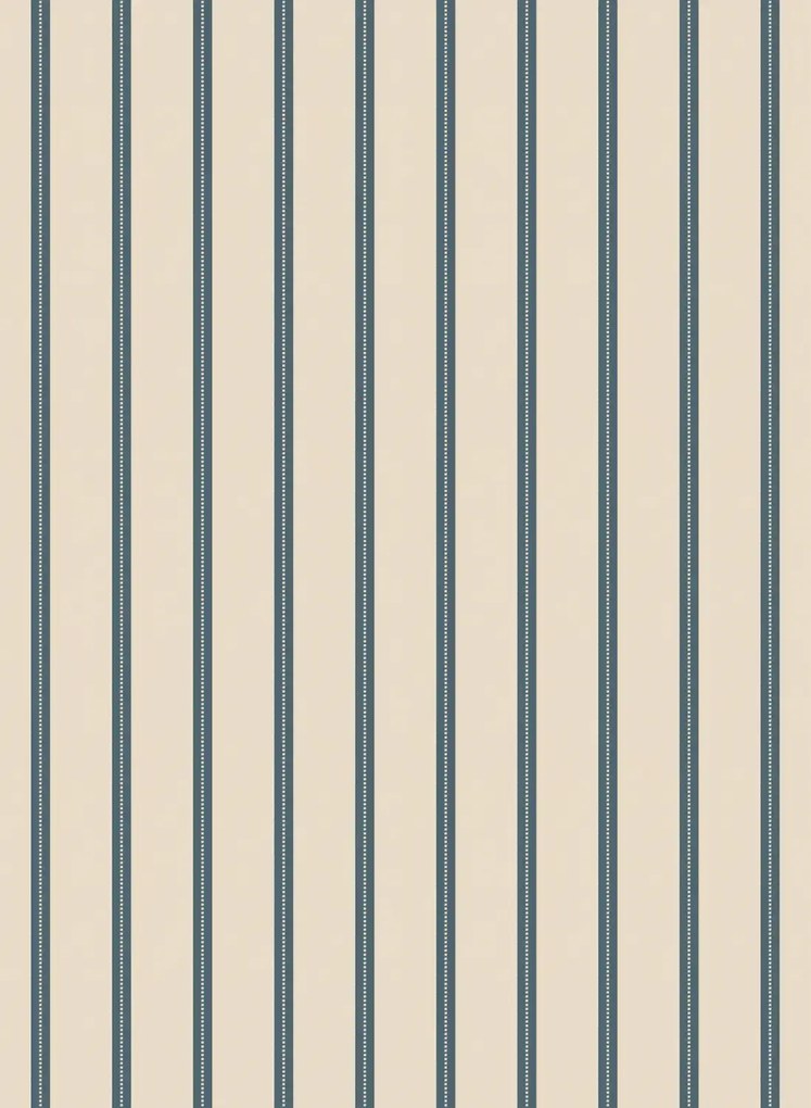 studio ditte Carta da parati Ribbon / Lintjes - Denim on Cream / Denim op Crème