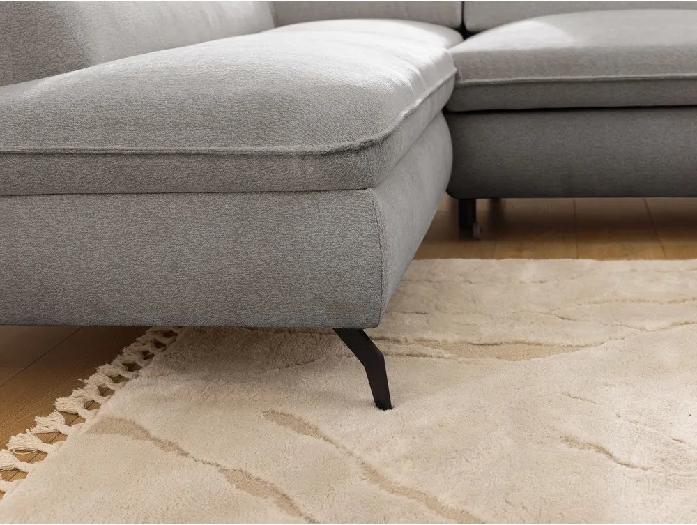 Divano angolare grigio chiaro (con penisola a sinistra/a L) con rivestimento in ciniglia Marbeya – Ropez