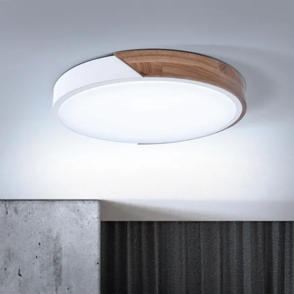 Brilagi - Lampada dimmerabile PILANA LED/48W/230V rovere/bianco Ø 40 cm + telecomando