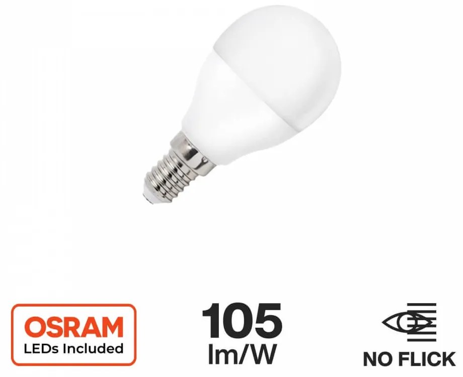 Lampada LED E14 9W, G45, 105lm/W Colore Bianco Freddo 6.000K