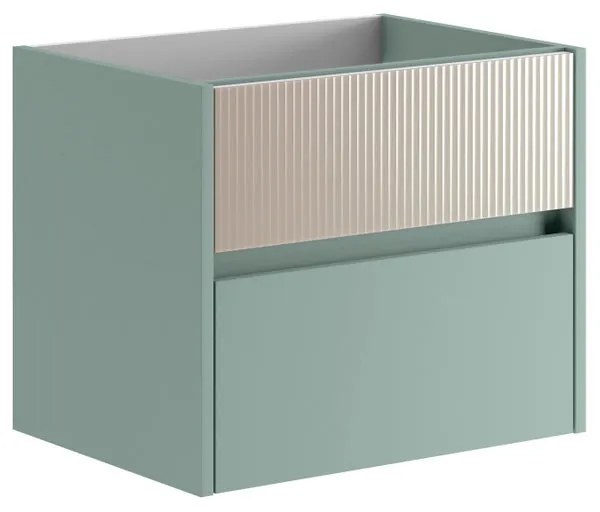 Mobile da bagno sotto lavabo Niwa verde timo frontale in vetro sabbia laccato opaco L 59.5 x H 50 x P 45.5 cm 2 cassetti, lavabo non incluso