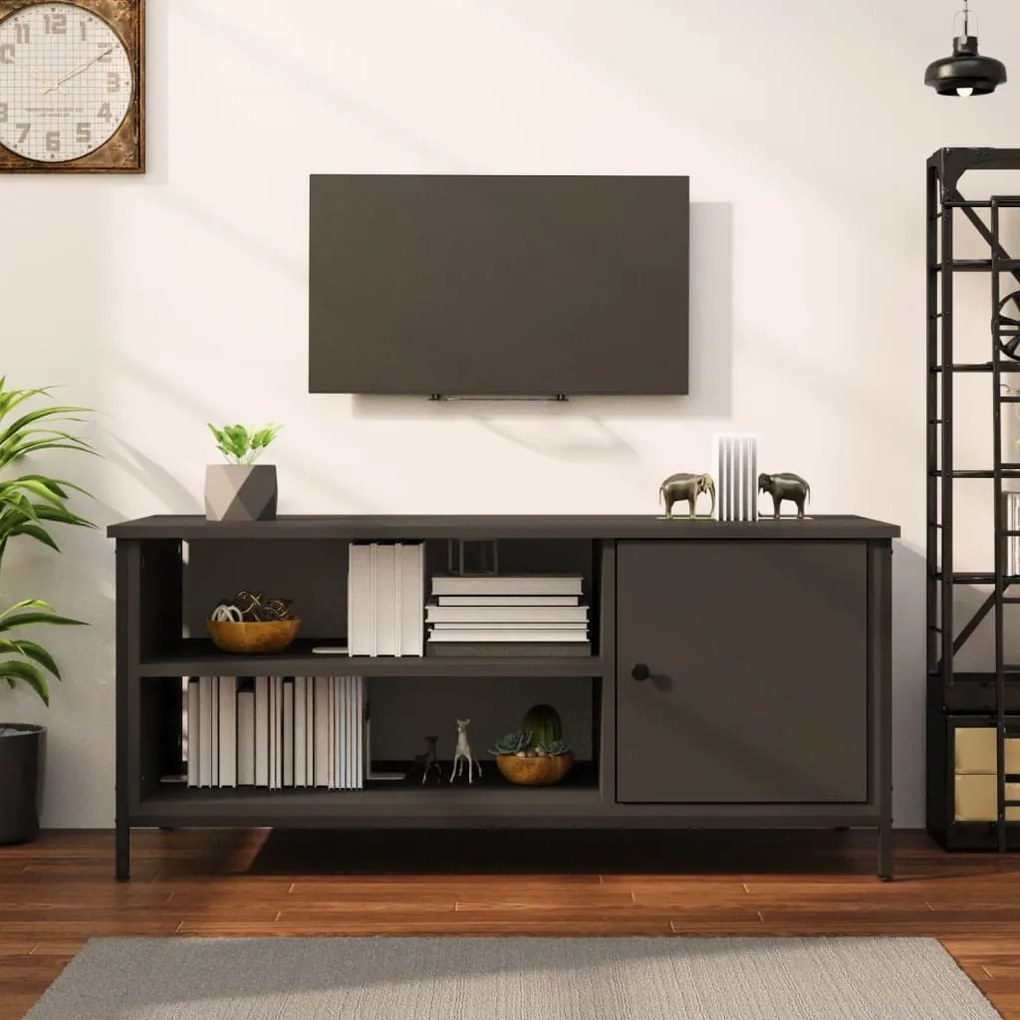 Mobile Porta Tv Nero 100x40x45 Cm İn Legno Multistrato /