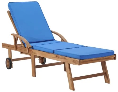 Lettini Prendisole con Cuscini 2 pz in Legno di Teak Blu