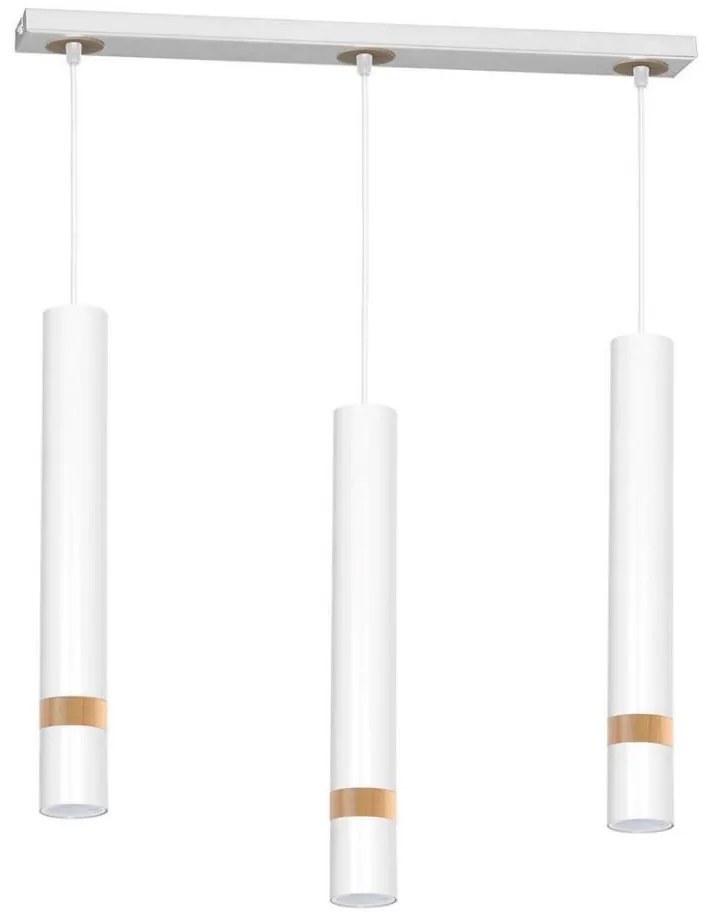 Lampadario a sospensione con filo JOKER WHITE WOOD 3xGU10/8W/230V