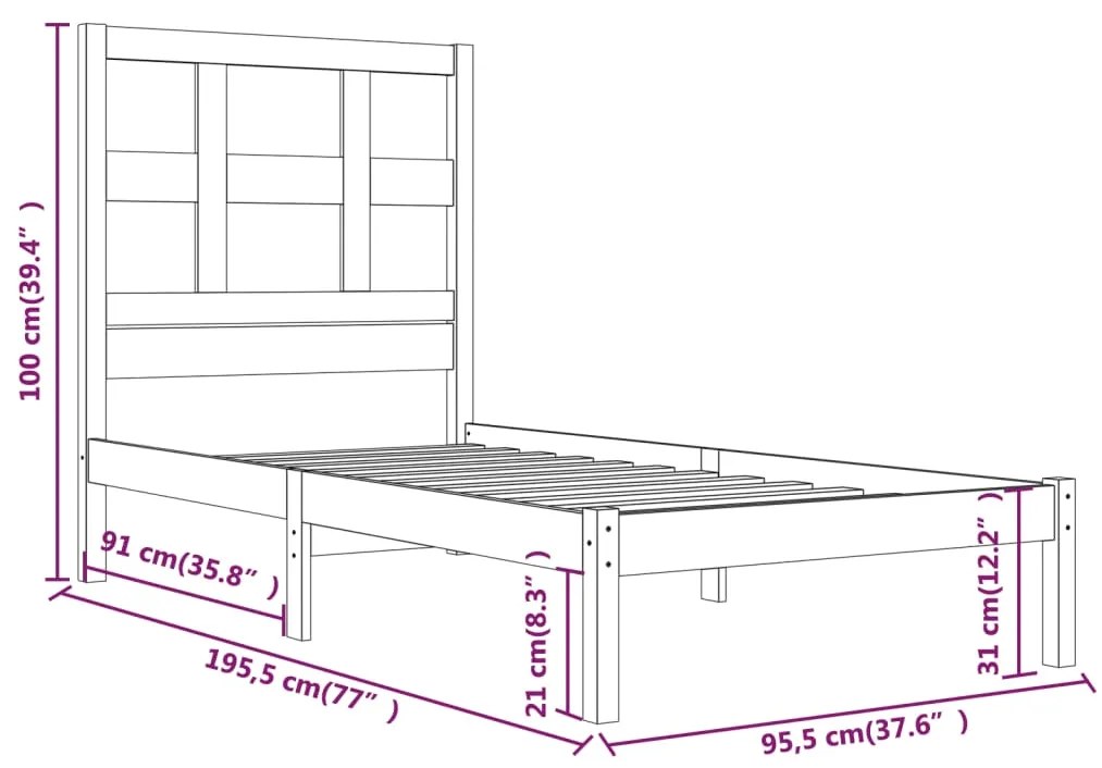 Giroletto in legno massello di pino 90x190 cm single