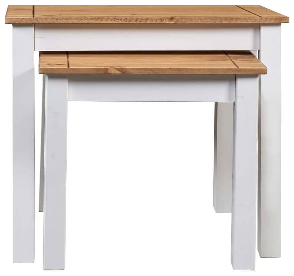 Tavolini impilabili 2 pz bianchi massello di pino panama range