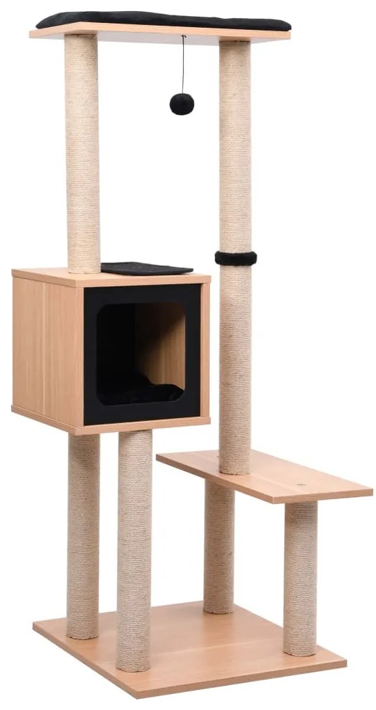 Albero per gatti con tappeto tiragraffi in sisal 129 cm