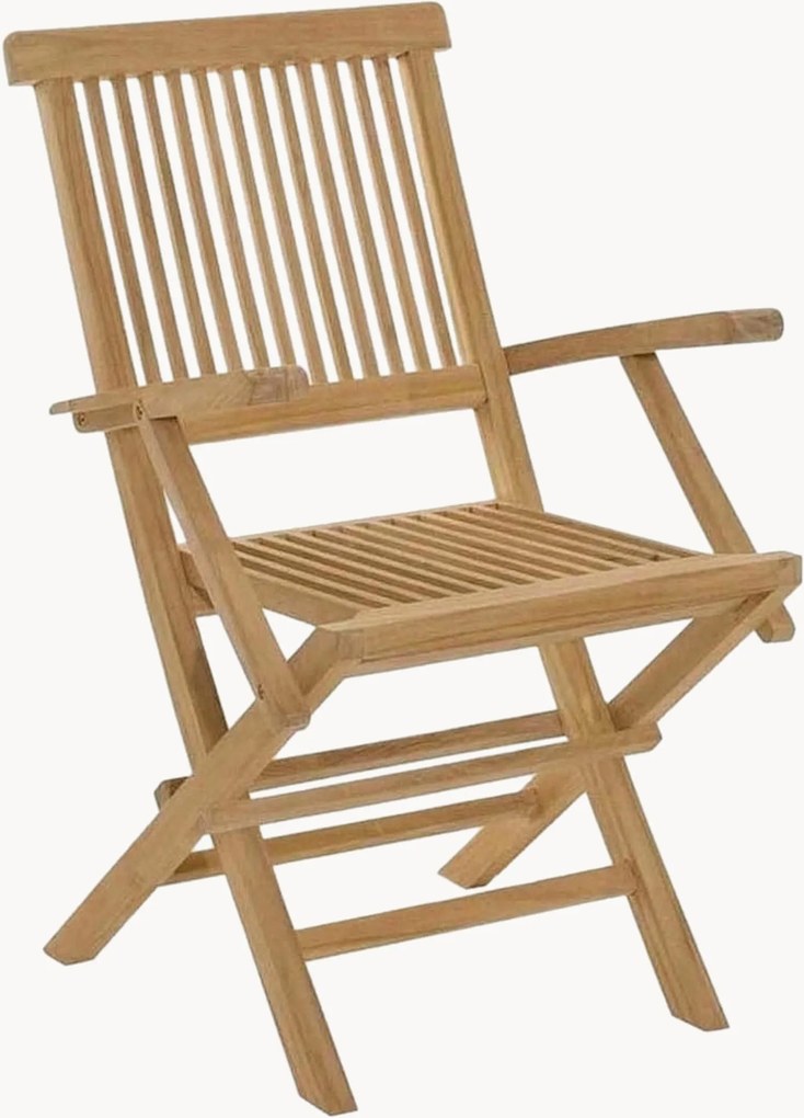 Set di 2 sedie pieghevoli da giardino in legno di teak con braccioli Fun