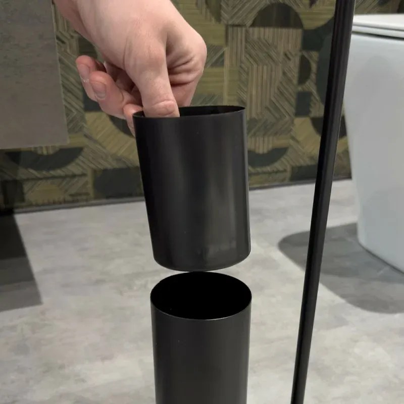 Piantana porta rotolo e scopino da appoggio in acciaio nero opaco Style