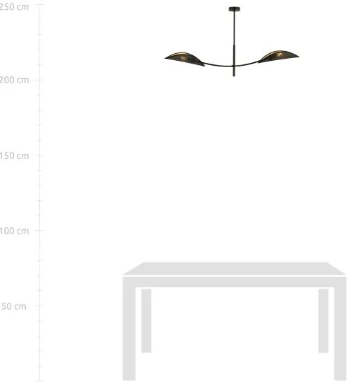 Lampadario a sospensione con supporto rigido LOTUS 2xE14/10W/230V nero/oro