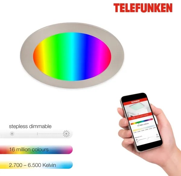 Telefunken 309402TF - LED RGBW Lampada dimmerabile LED/12W/230V IP23 Wi-Fi Tuya