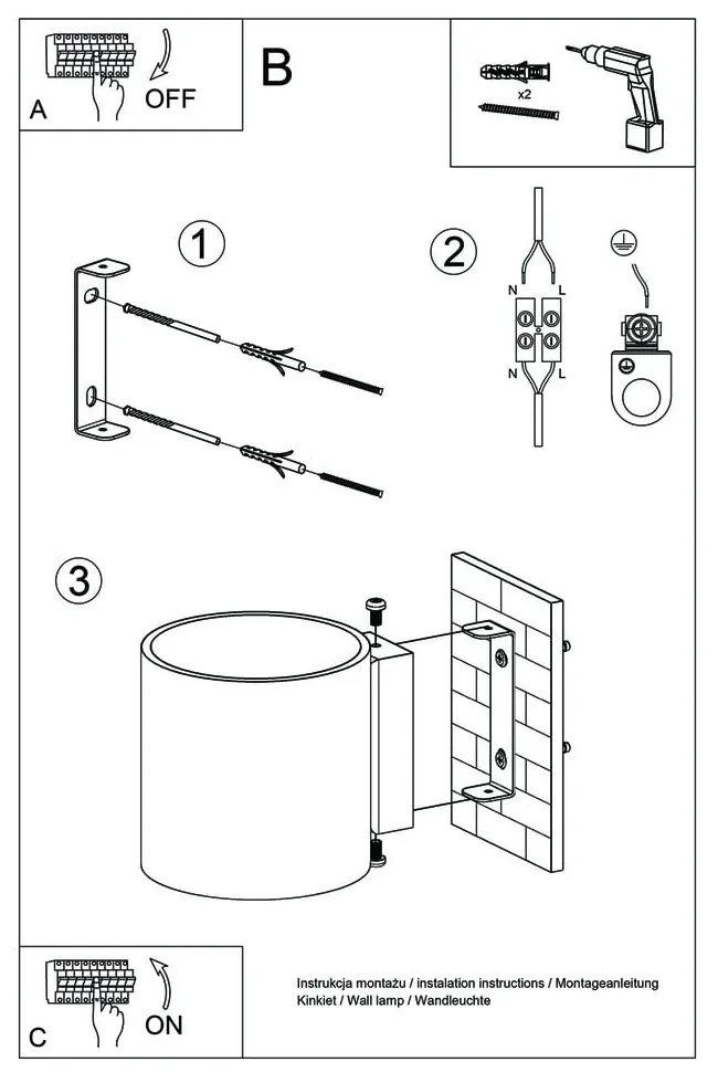 Lampada da parete in legno Roda - Sollux