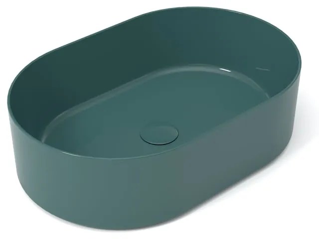 Lavabo da appoggio OLYMPIA CERAMICA ovale in ceramica L 60 x H 17 x P 40 cm verde lucido