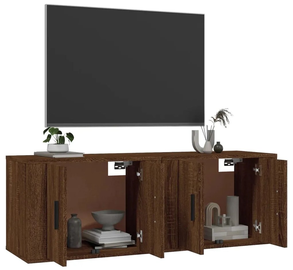 Mobili Porta TV a Parete 2 pz Rovere Marrone 57x34,5x40 cm