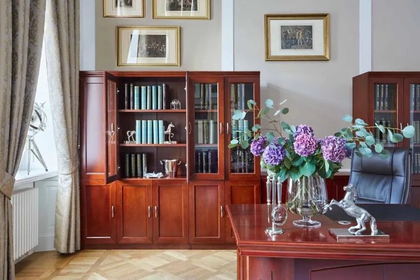 Libreria da ufficio in legno di noce con tre Stile Classico PRESTIGE C730A-Arrediorg.it