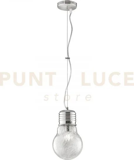 Lampadario a sospensione lampadina cromo 1 luce attacco e27 15x120cm