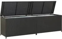 Baule da Giardino in Polyrattan 200x50x60 cm Nero 46474