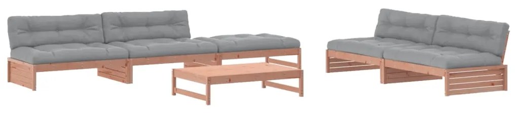 Set divani giardino 6 pz con cuscini legno massello di douglas