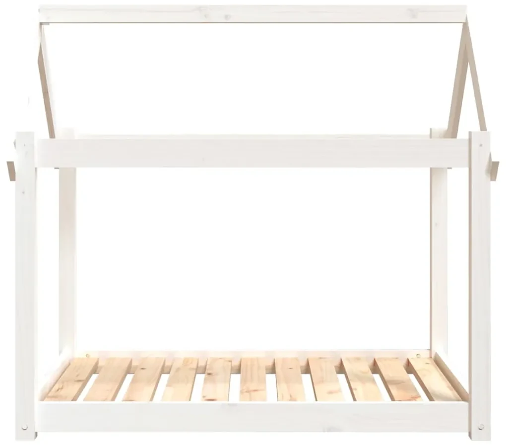 Cuccia per cani bianca 101x70x90 cm in legno massello di pino