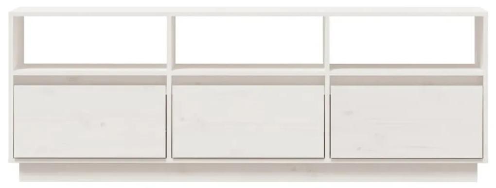 Mobile porta tv bianco 140x37x50 cm in legno massello di pino