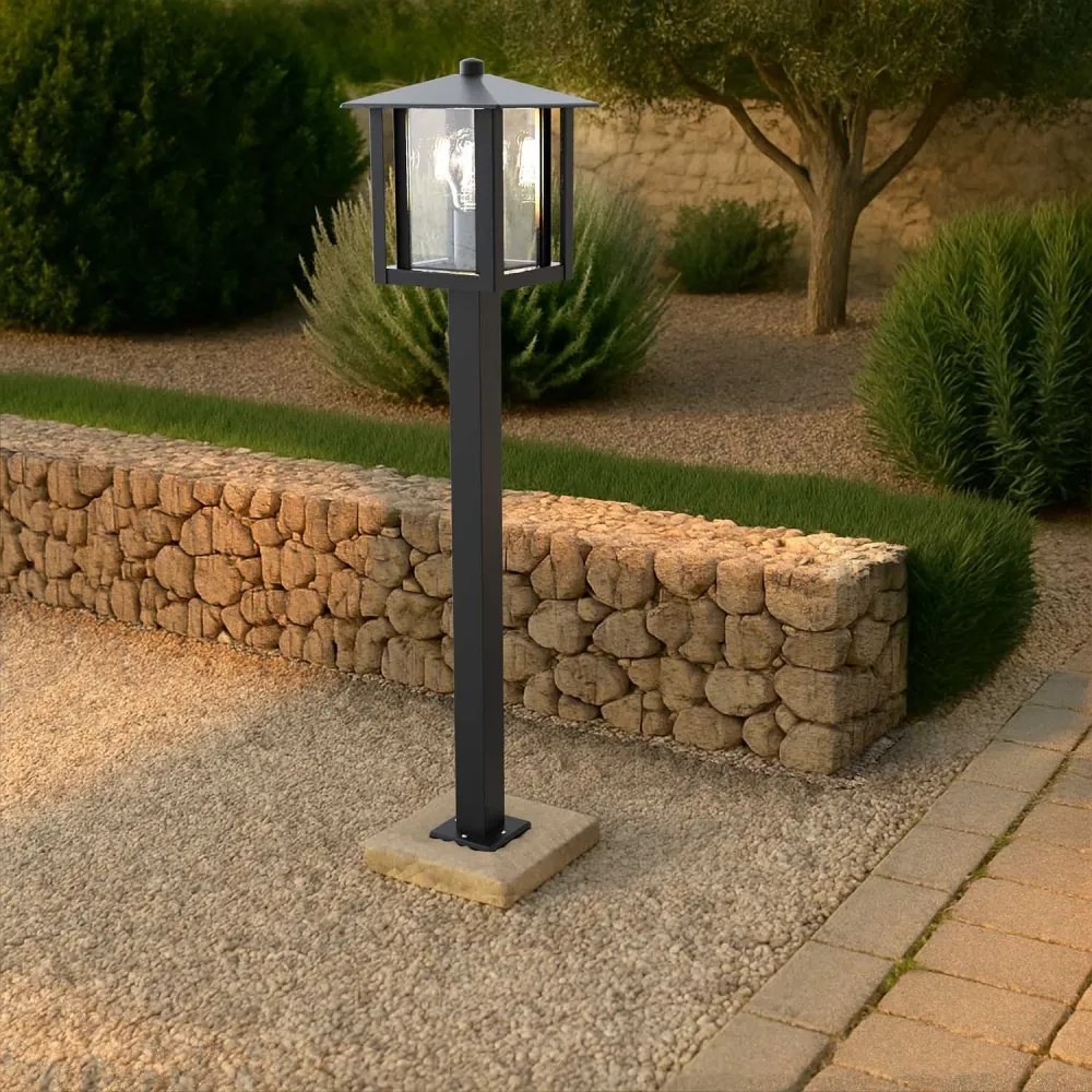 Paletto da Giardino Nero 80cm Acciaio INOX, Base E27 - Serie PILLAR Colore Nero