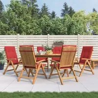 Sedie da Giardino Reclinabili con Cuscini 6 pz in Legno di Teakcod mxl 124994