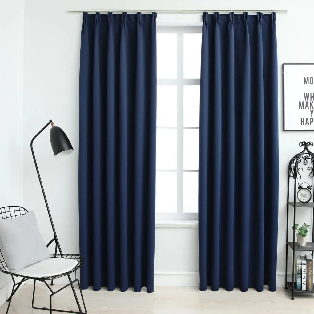 Tende Oscuranti Con Ganci 2 Pz Blu 140x245 Cm /
