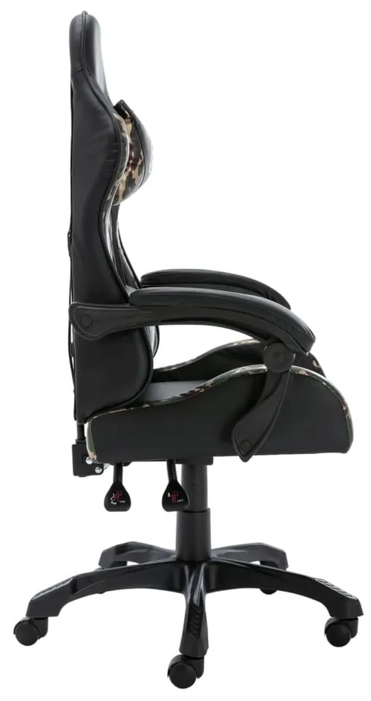 Sedia da gaming nera e mimetica in similpelle