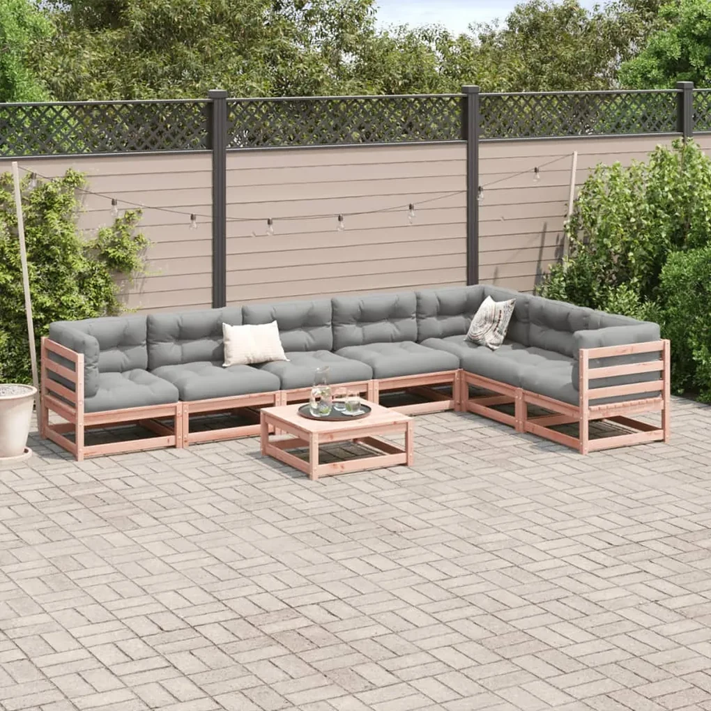 Set divani da giardino 8 pz con cuscini massello abete douglas