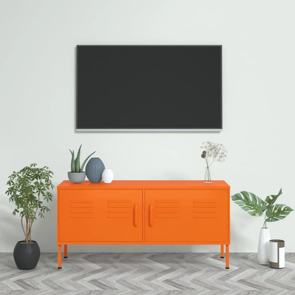 Mobile Tv Arancione 105x35x50 Cm İn Acciaio /