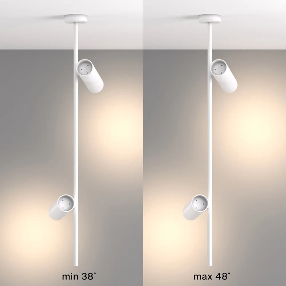 Lampadario A Sospensione Moderno Elti Alluminio Bianco 2 Luci Gu10 50W