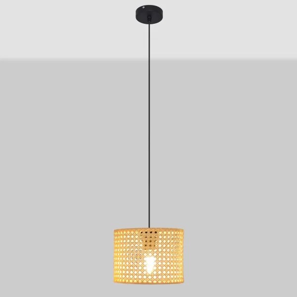 Lampadario a sospensione con filo ALBA 1xE27/15W/230V diametro 20 cm rattan/nero