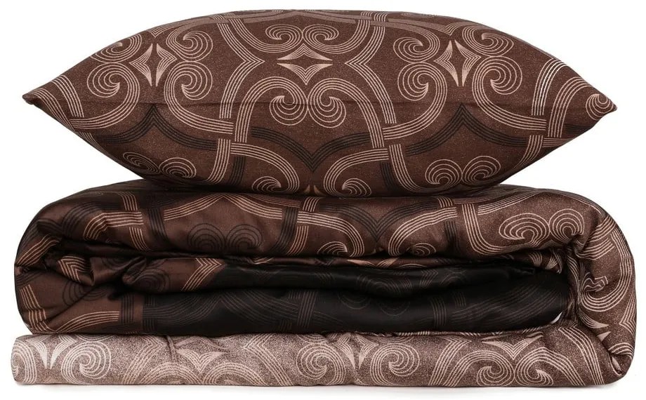 Biancheria da letto matrimoniale in cotone sateen marrone 200x200 cm Pandora - Mijolnir