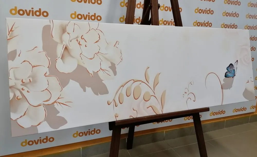 Stampa su tela – Natura morta vintage con farfalla