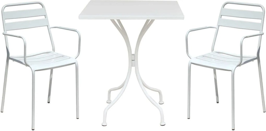 ROMANUS - set tavolo in metallo cm 60 x 60 x 72 h con 2 poltrone Romanus