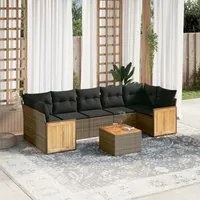 Set Divano da Giardino 8 pz con Cuscini Grigio in Polyrattan 3227495