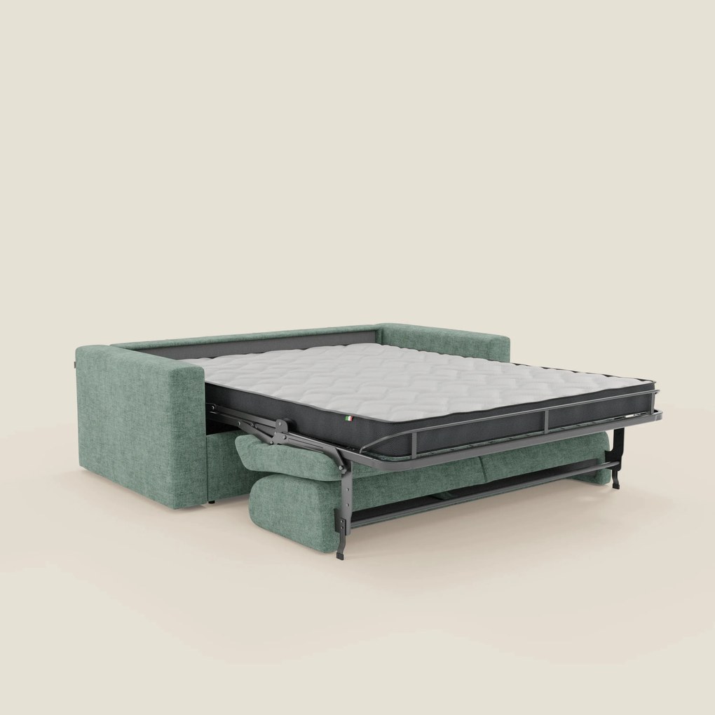 Diomede Divano letto matrimoniale in velluto easy clean sfoderabile - design moderno e comfort in T35 verde acqua