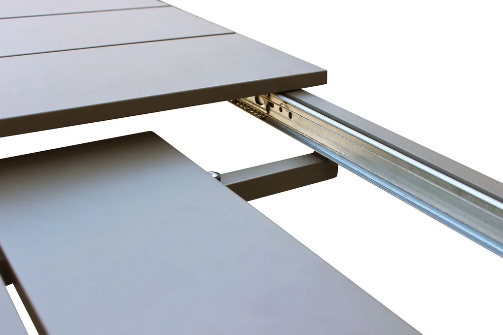 ALASKA - set tavolo in alluminio cm 214/280 x 100 x 75,5 h con 8 poltrone Aulus