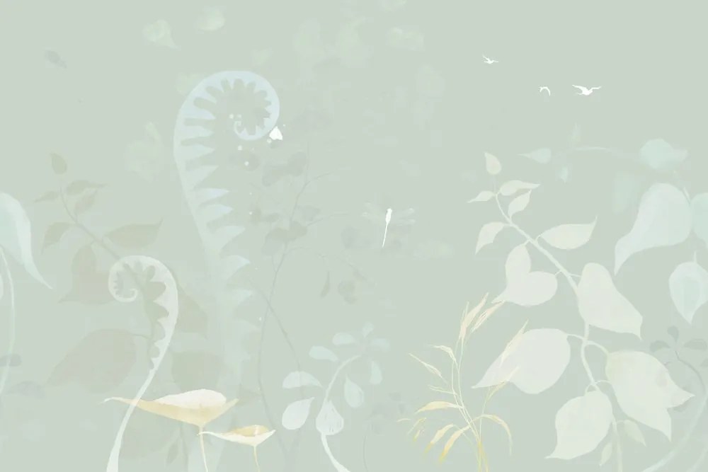 Carta da parati – Natura morta vegetale astratta in verde