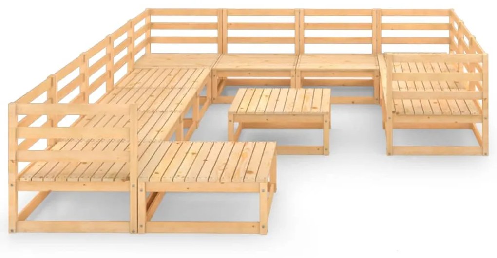 Set divani da giardino 12 pz in legno massello di pino